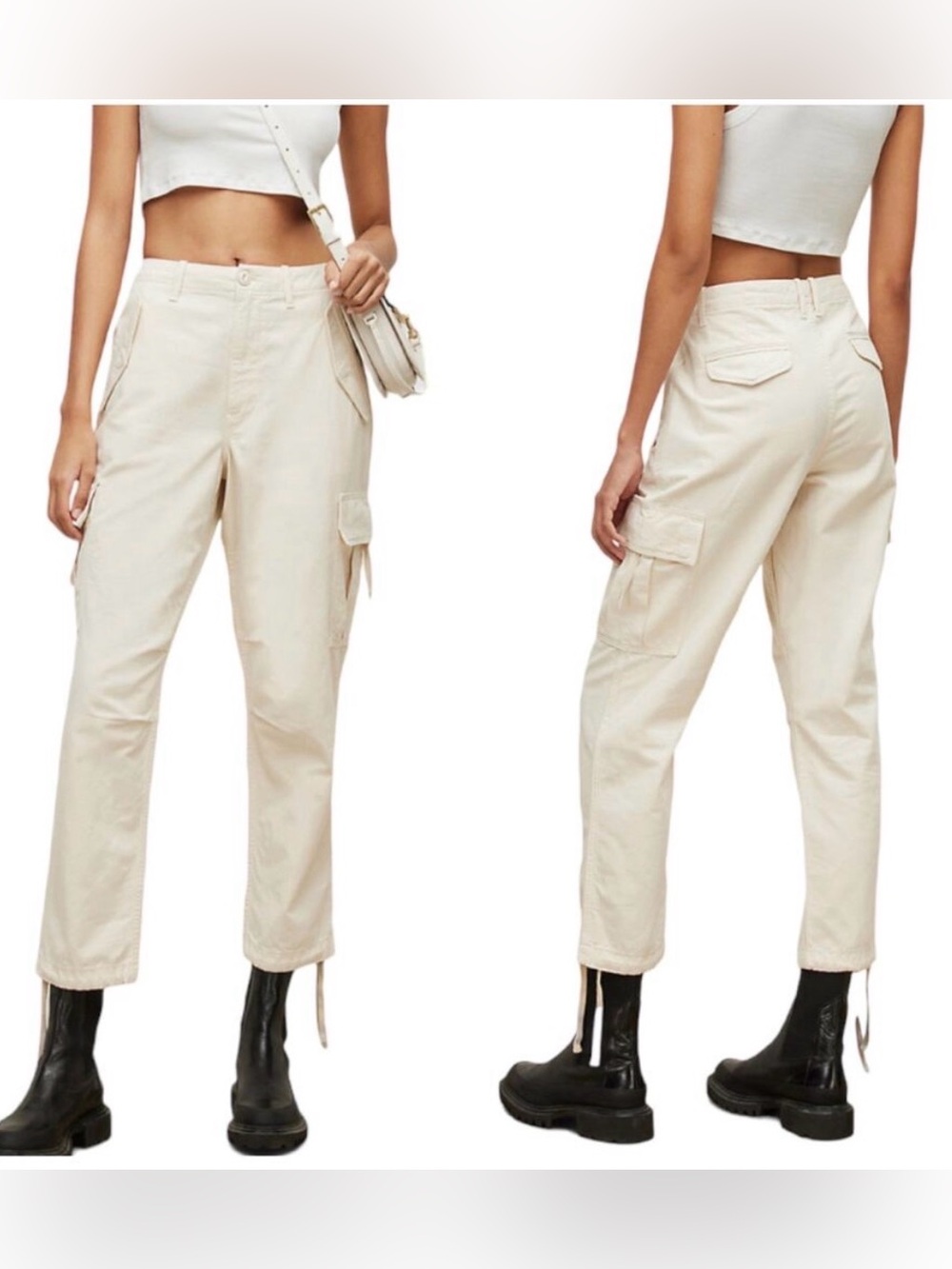 All Saints Mel Combat Trouser in Natural Chino Size 8 EUC